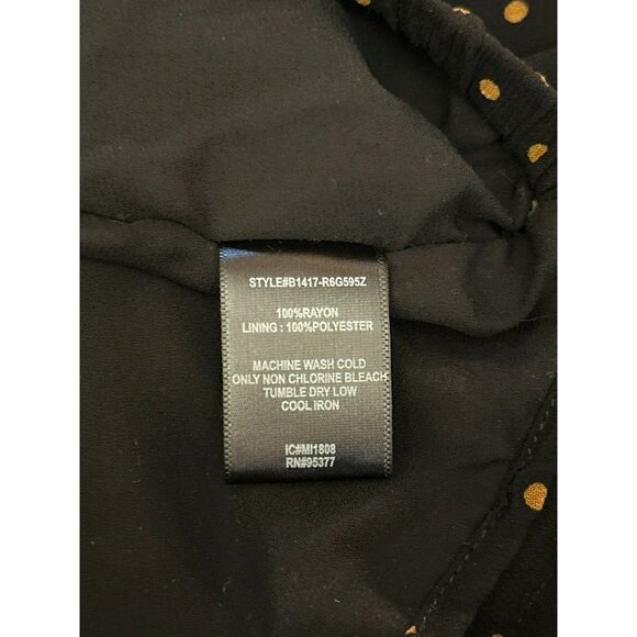 Sanctuary Black Gold Polka Dot V Neck Blouse Size 2X Ruffle Detail Snap Closure - Picture 6 of 6